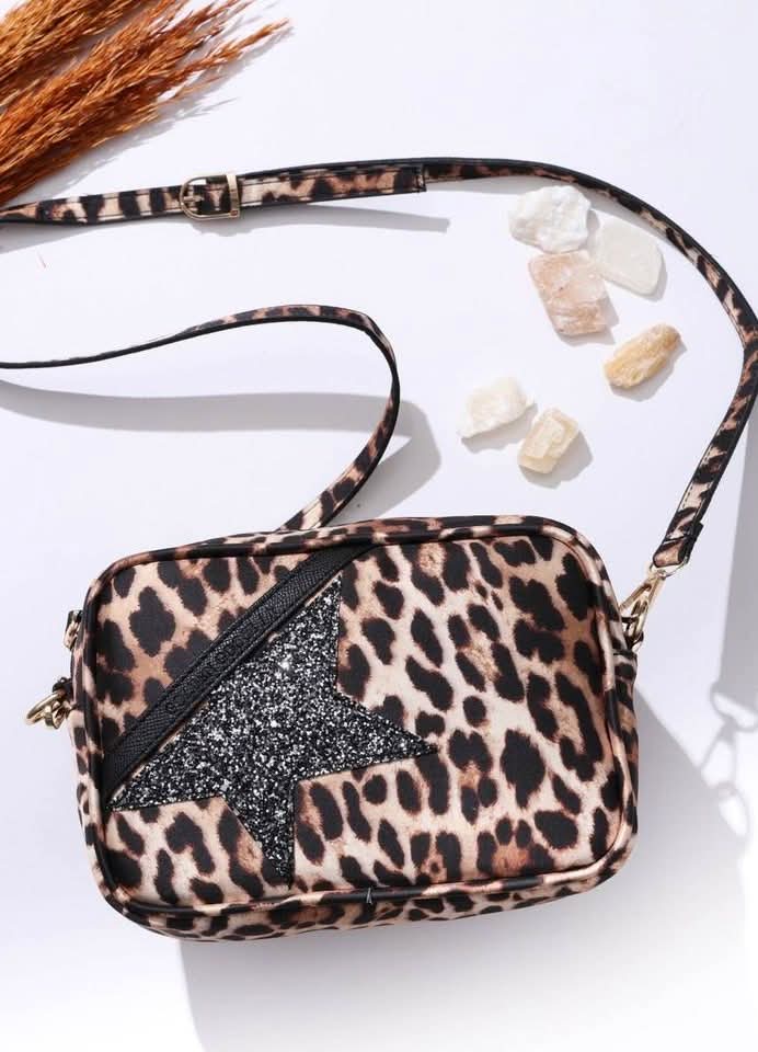 Mini star graffiti leather crossbody bag