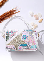 Mini star graffiti leather crossbody bag