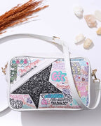 Mini star graffiti leather crossbody bag