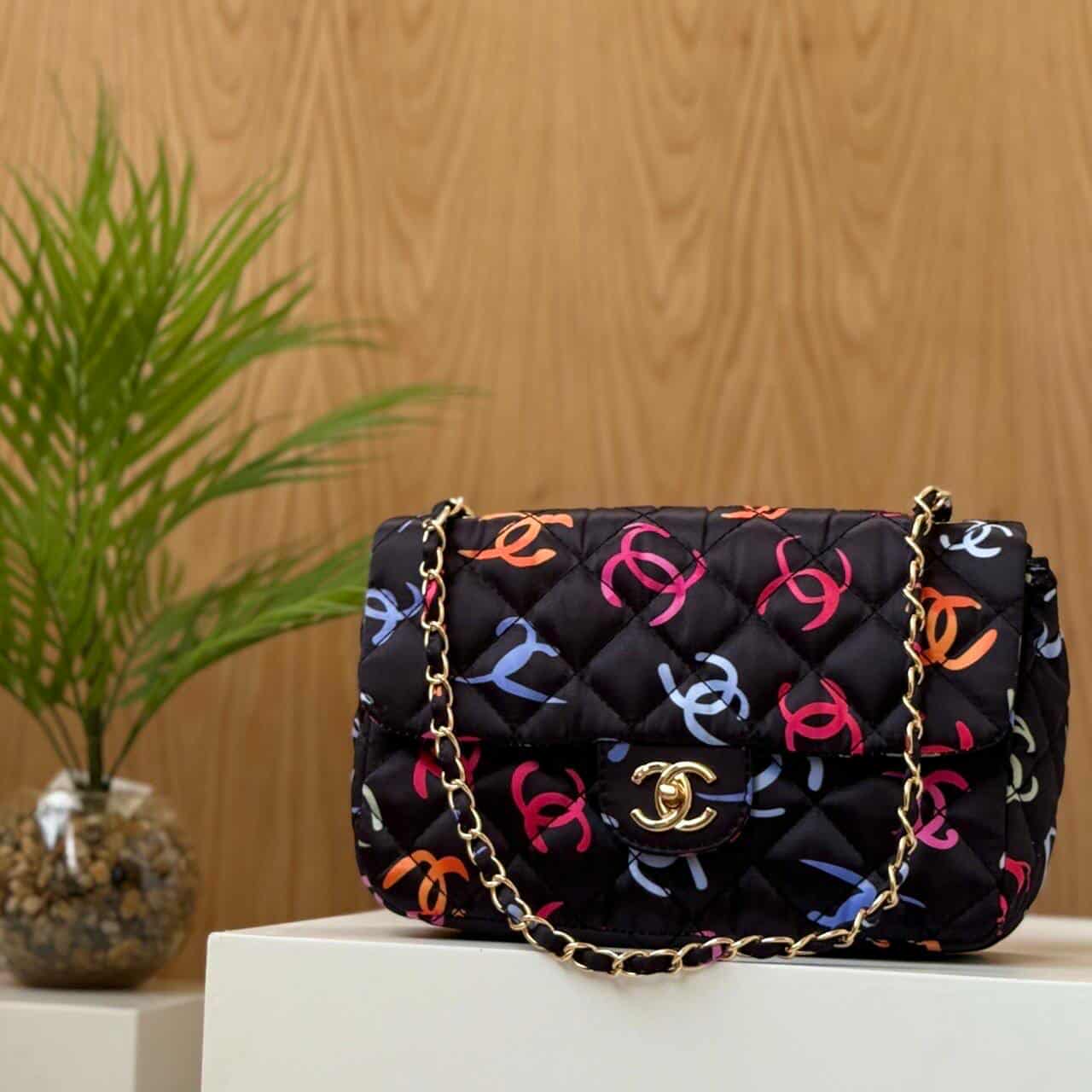 Chanel Classic Flap Bag – Multicolor Logo Black