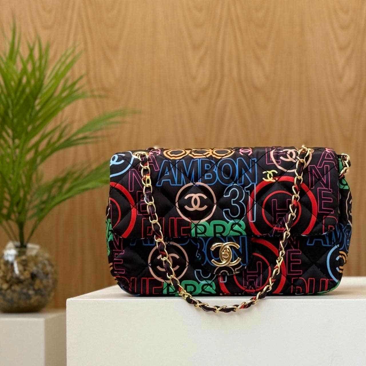 Chanel Classic Flap Bag – Multicolor Logo Black