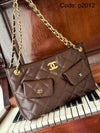 Quilted Chain Tote Bag with Mini Pouches