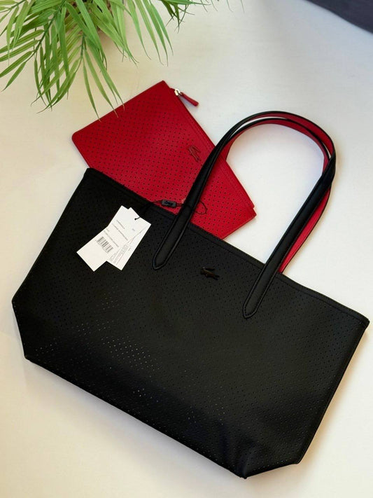 Lacoste Anna Reversible Tote Bag with Detachable Pouch -  Mirror