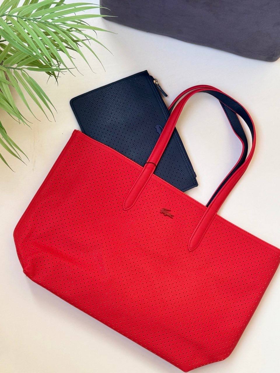 Lacoste Anna Reversible Tote Bag with Detachable Pouch -  Mirror