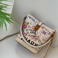 Graffiti Print Crossbody Bucket Bag