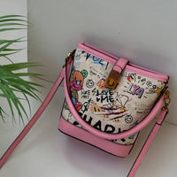 Graffiti Print Crossbody Bucket Bag
