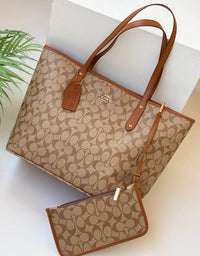 Signature Print Tote Bag with Matching Pouch