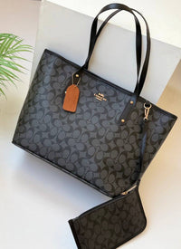 Signature Print Tote Bag with Matching Pouch