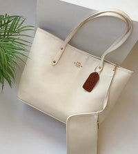 Coach City Tote in Polished Pebble Leather with Matching Pouch