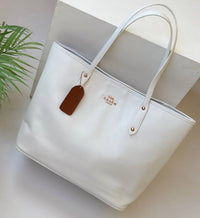 Coach City Tote in Polished Pebble Leather with Matching Pouch