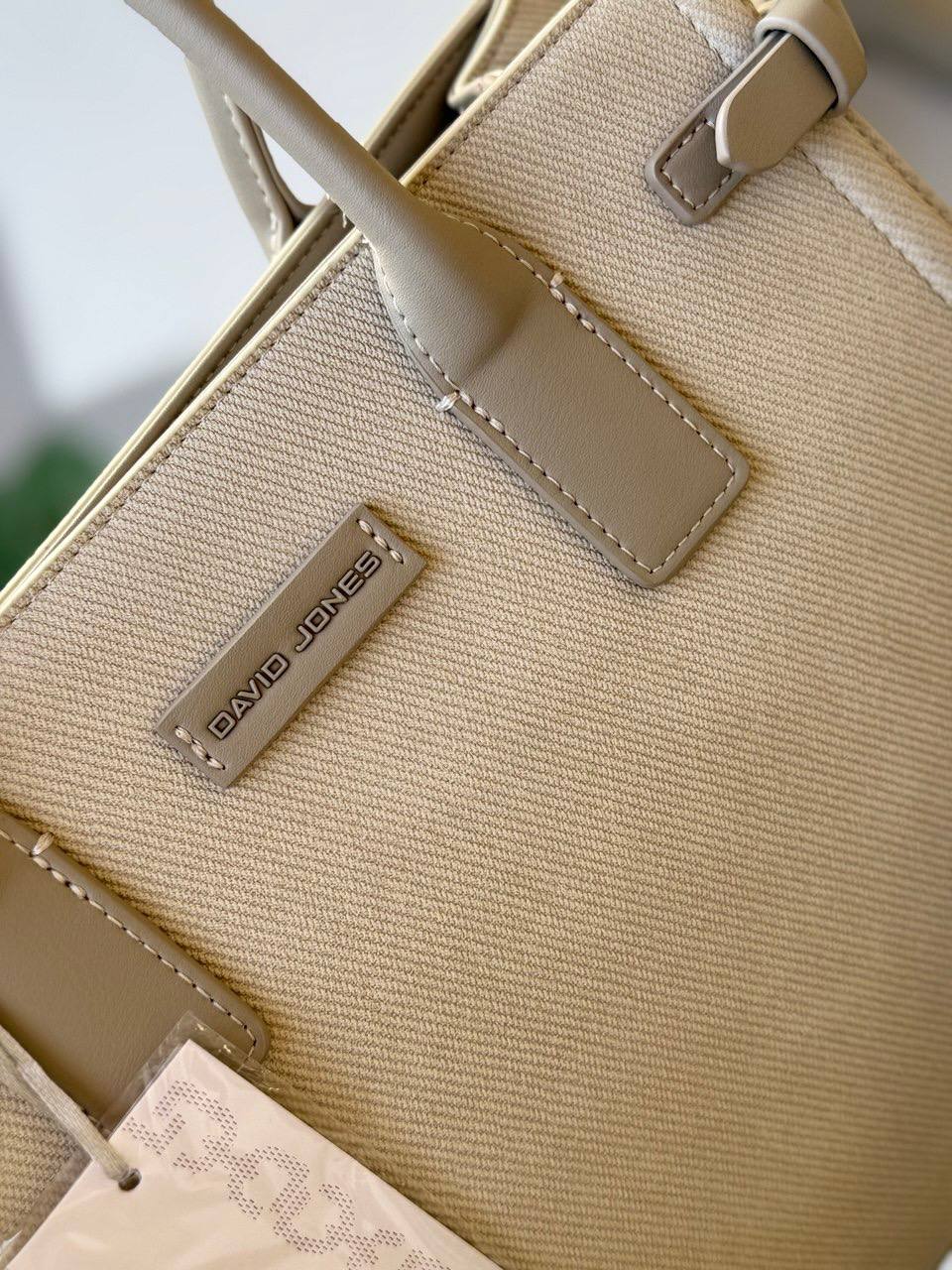 David Jones Canvas Tote with Leather Trim - Original