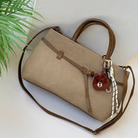 Classic Canvas Belt Satchel Bag with Teddy Accessory - Mirror