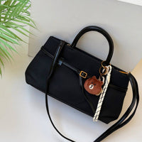 Classic Canvas Belt Satchel Bag with Teddy Accessory - Mirror