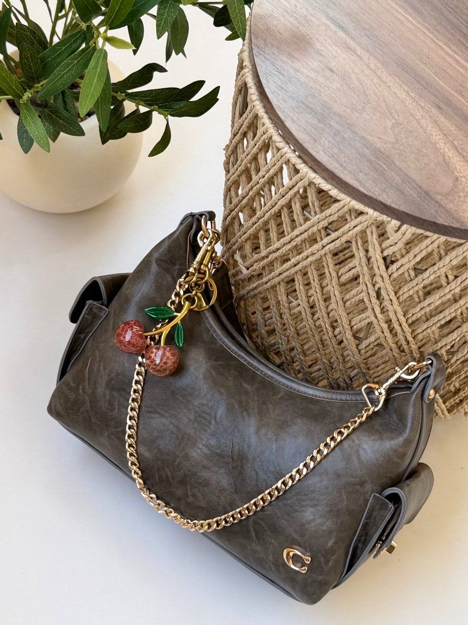 Coach Cherry Charm Hobo Shoulder Bag - Mirror