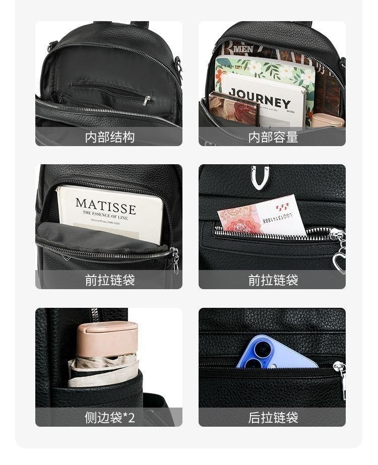 Urban Chic Pebbled Leather Backpack - Mirror - Code 11241