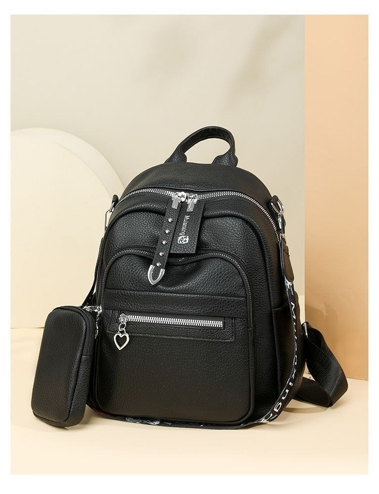 Urban Chic Pebbled Leather Backpack - Mirror - Code 11241