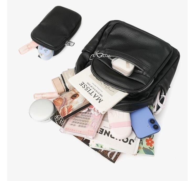 Urban Chic Pebbled Leather Backpack - Mirror - Code 11241