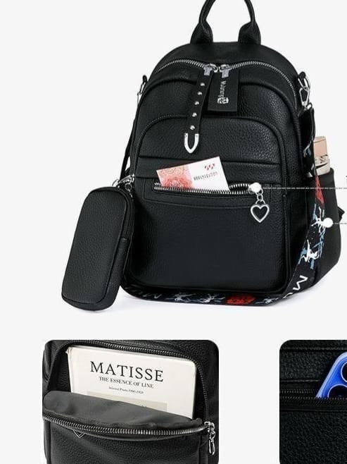 Urban Chic Pebbled Leather Backpack - Mirror - Code 11241