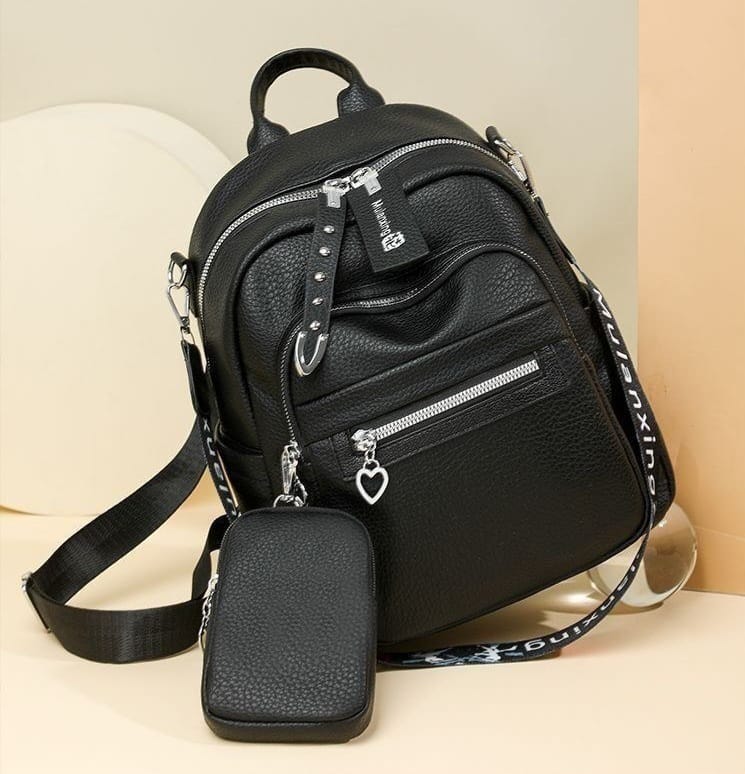 Urban Chic Pebbled Leather Backpack - Mirror - Code 11241