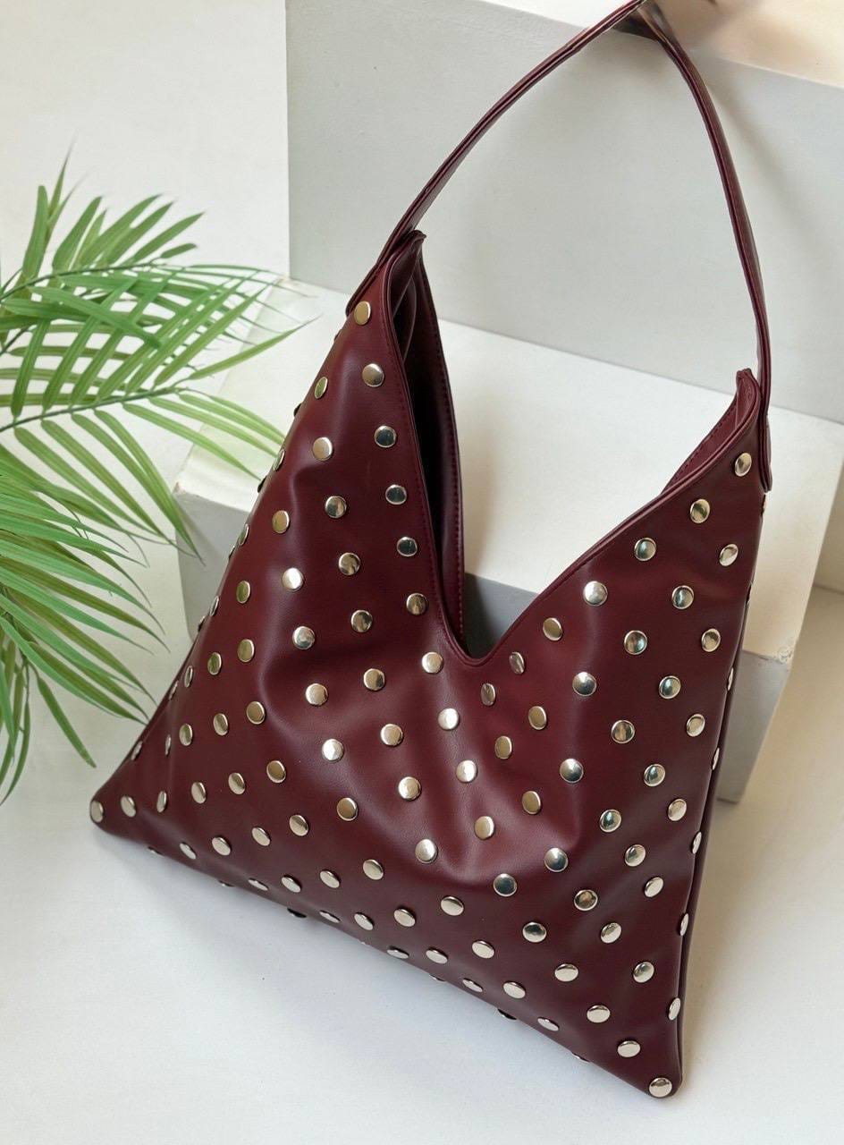 Studded Hobo Shoulder Bag - Code : 2566