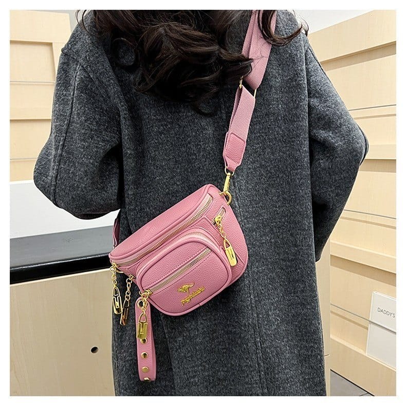 Pebbled Leather Sling Belt Bag – Crossbody - Mirror