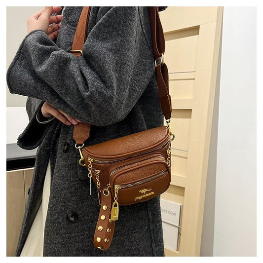 Pebbled Leather Sling Belt Bag – Crossbody - Mirror