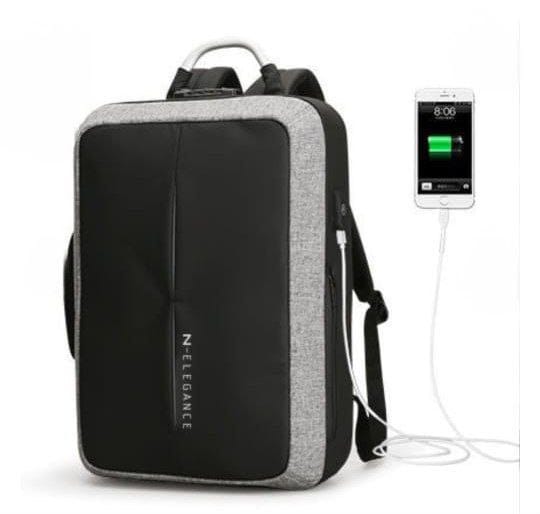 USB Charging Laptop Backpack – Black & Grey