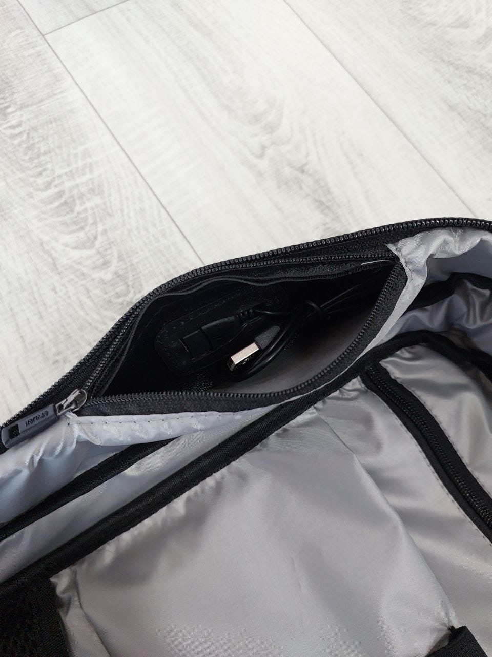 USB Charging Laptop Backpack – Black & Grey