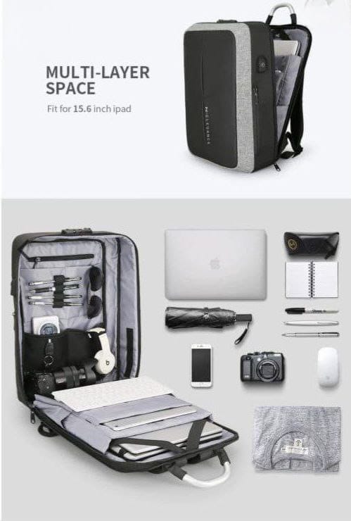 USB Charging Laptop Backpack – Black & Grey