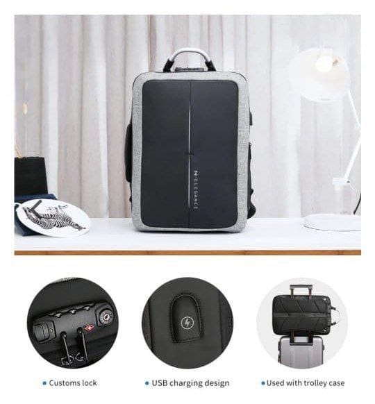 USB Charging Laptop Backpack – Black & Grey
