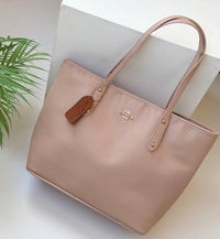 Coach City Tote in Polished Pebble Leather with Matching Pouch