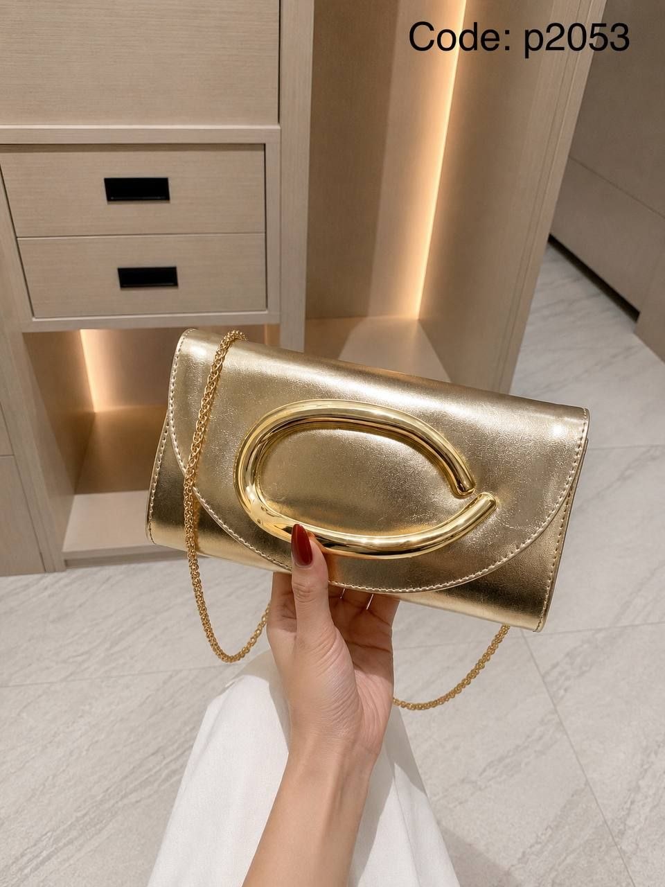 Metallic Champagne Evening Clutch