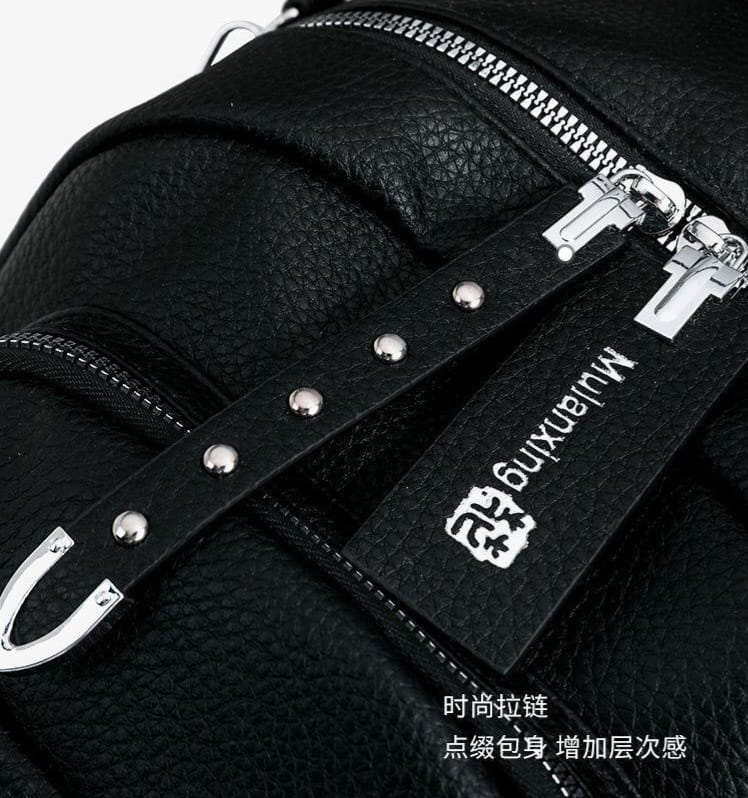 Urban Chic Pebbled Leather Backpack - Mirror - Code 11241